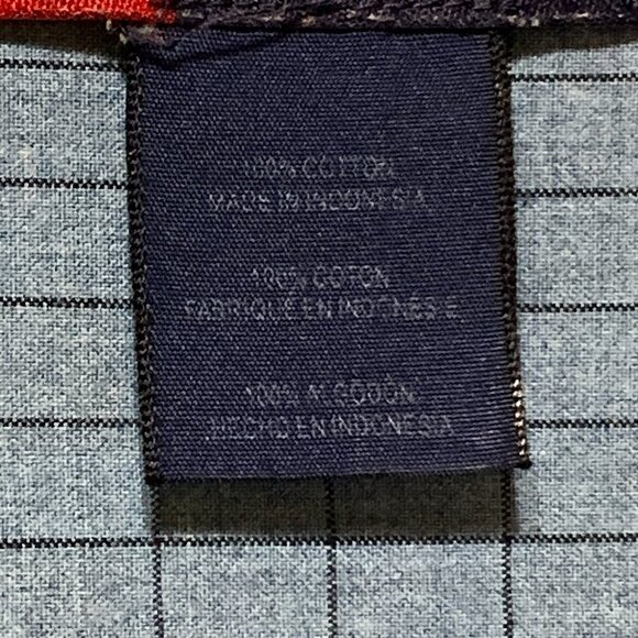 Ralph Lauren Chaps Button Down Size L Shirt Blue Check w Logo ~ Excellent - Picture 10 of 10